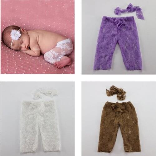 Don&Judy Newborn Photography Props Headband Pants Sets Newborn Props Boys Girls Costume Infant Romper Baby Photography Outfit