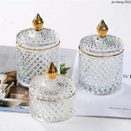 French Glass Phnom Penh Storage Jar Transparent Jewelry Cotton Swab Box Home Candy Tea Cans Aromatherapy Bottle Household Decor