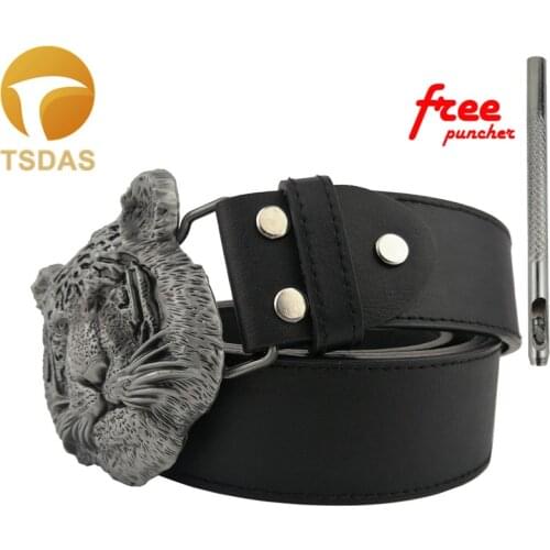 3D Silver Belt Buckle Metal 100*80mm Tiger Head Mens Cowboy Animla Belt Buckles Christmas Gifts