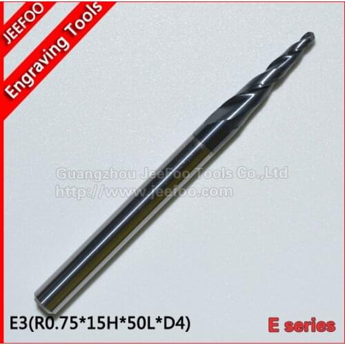 R0.75*15H*D4*50L*2F solid carbide Coated Ball Nose End Mills / taper and cone endmills E Series