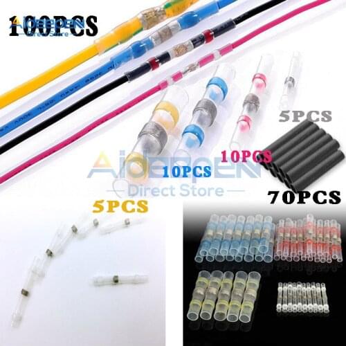 100Pcs/Set Heat Shrink Tube Sleeves Solder Seal Shrinkable Splice Waterproof Wires Connectors Cable Terminal Connector For Car