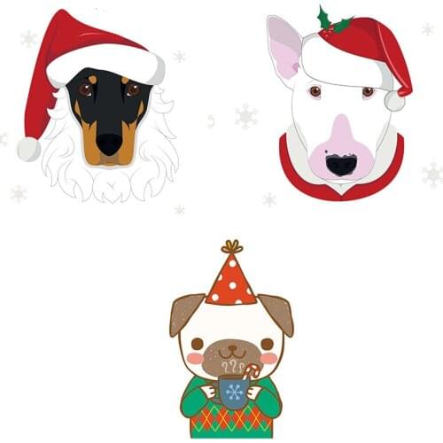 Three Ratels QC441 Lovely Christmas Dog wall sticker decals home decoration living room