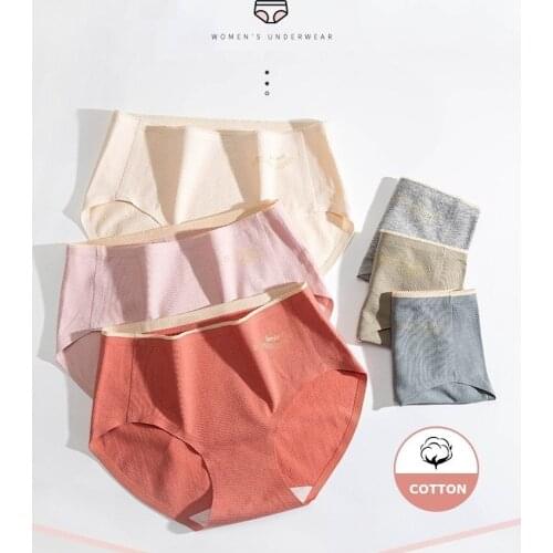 Womens Underwear Cotton Crotch Antibacterial Breathable Seamless Mid Waist Women’s Panties Large Size Briefs