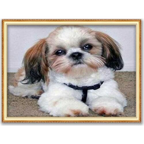 Animal Yorkshire Terrier DIY Cross Stitch Embroidery 11CT Kits Needlework Craft Set Printed Canvas Cotton Thread Home Decoration