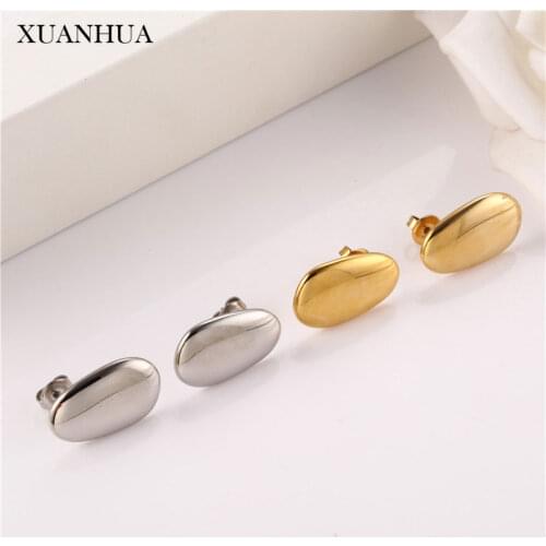 XUANHUA Stainless Steel Jewelry Woman Oval Earrings For Women Personalise Earings Fashion Jewelry Accessories Free Shipping