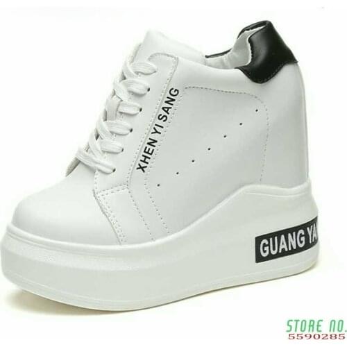 2020 Spring Autumn NEW Woman Platforms Shoes Woman sneakers Lace-Up 11 Cm High Heels Height Increasing Boots zapatos de mujer W5