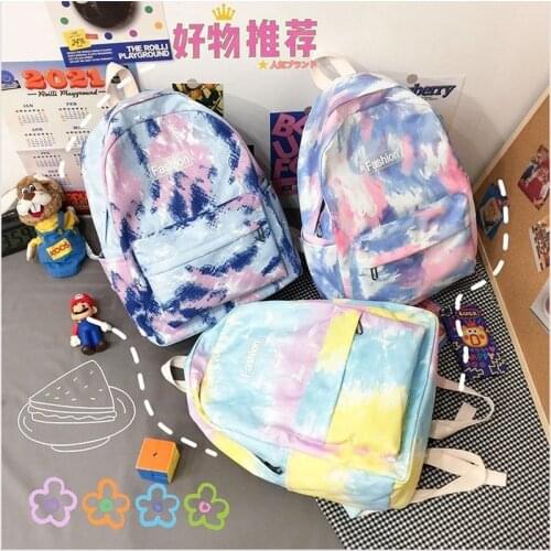2021 Tie Dye Women Backpack Girls Teens College Students School Bag Fashion Travel Bag for Female Large Capacity Bookbag Mochila
