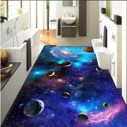Beibehang 3D wallpaper floor Cosmic Galaxy Star 3D floor painting 3d flooring tiles non-slip waterproof 3d wallpaper tapety