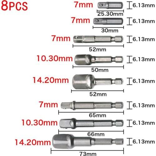 8pcs Chrome Vanadium Steel Socket Adapter Power Set Hex Shank To Extension Drill Bits Socket Bit Adapter Drill