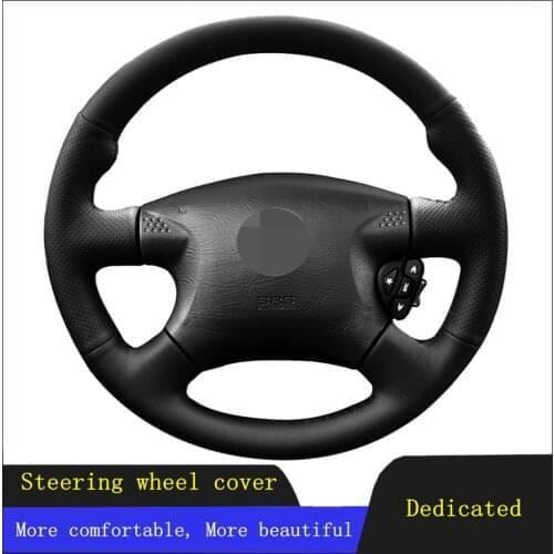 DIY Car Accessories Steering Wheel Cover Black Hand-stitched Comfortable And Soft Artificial Leather For Nissan Almera 2000-2003