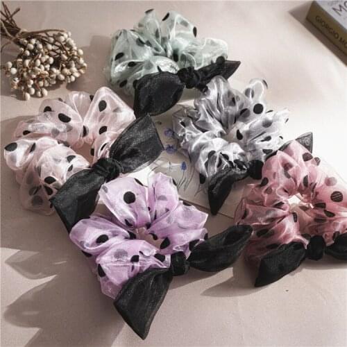 New boutique bow, lace, dot, large intestine, French elegant womens hair binding, netting and knot