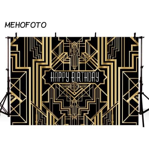 MEHOFOTO Birthday Background for The Great Gatsby Theme Black Gold Party Decor Photography Backdrops for Photobooth Studio