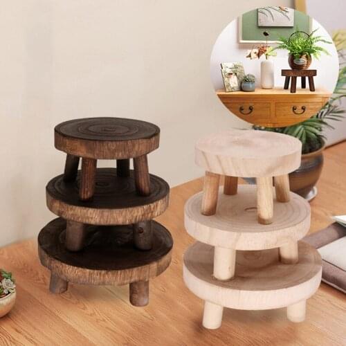 Mini Wooden Stool Flower Display Stand Modern Potted Planter Supports for Indoor Outdoor Decor GQ