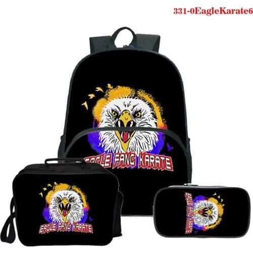 New Eagle Fang Karate Print 3pcs/Set Children School Bag Orthopedic Backpack Boys Girls Eagle Fang Karate Mochila with Lunch Bag