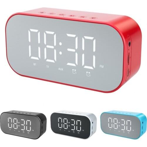 Bluetooth Speaker Mirror LCD Screen Portable Dual Alarm Clock Wireless Sound Box for Home