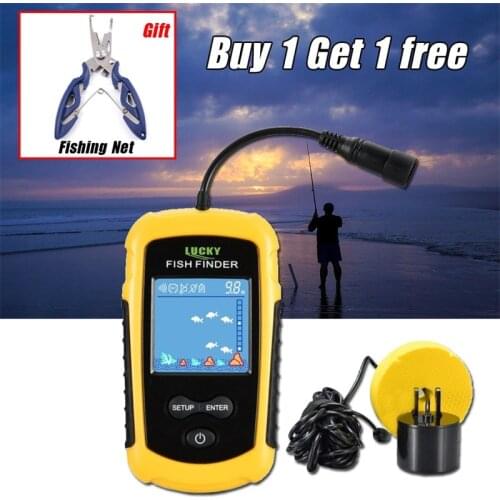 Lucky Fish Finder Wired/Wireless Portable LCD Depth 100M/120M Echo Sounder Alarm Fishfinder Sonar Sensor Transducer 49-0064