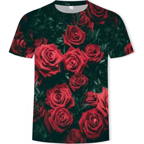 Rose 3d Printed T-Shirt Hip Hop Fashion Loose Butterfly Weed Jacket Harajuku Mens Clothing