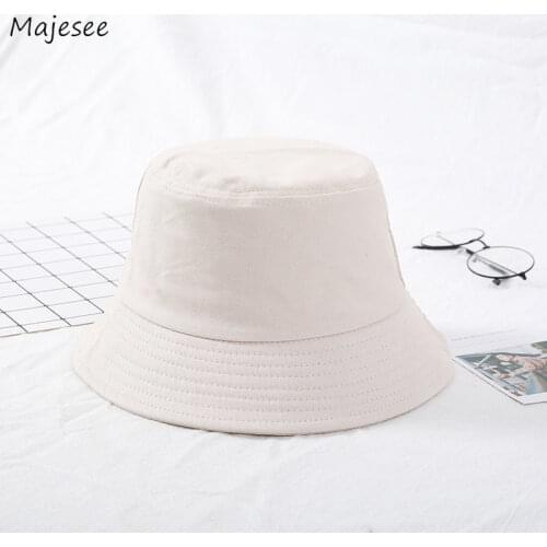 Cotton Solid Bucket Hats Women Reversible Wide-brim Sun Shade Korean Style Classic Fishman Hat Retro All-match Students Travel