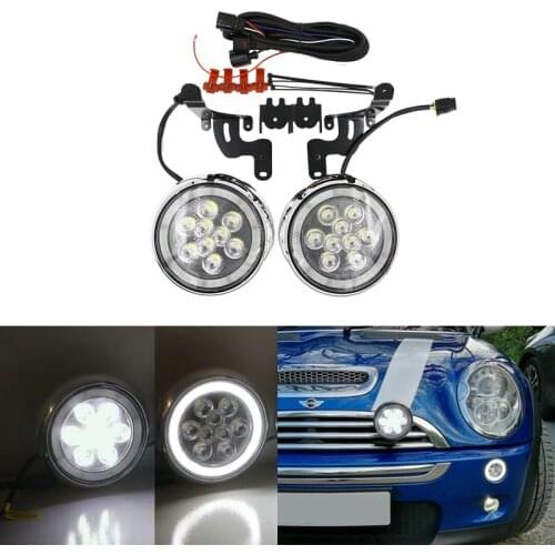 Chrome Mini Rally Lights DRL Halo Led Front Bumper Rally Light For Mini Cooper R50 R52 R53 2001-2006 Car-Styling