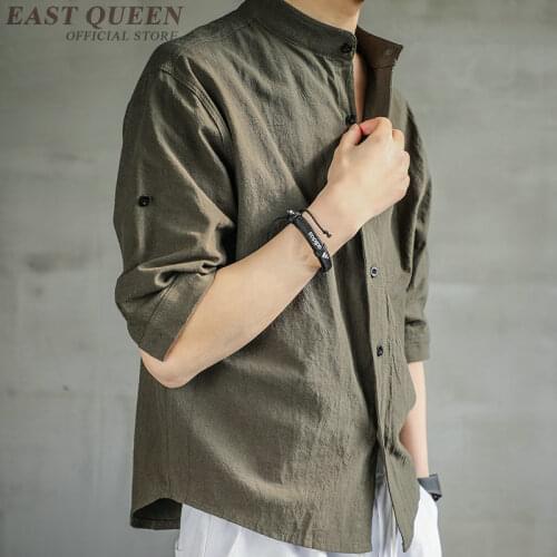 Chinese Shirt Men 2019 Spring Summer Cotton Linen Oriental Clothes Men Harajuku Hiphop Shirts Mens Hemp Clothing KK2875