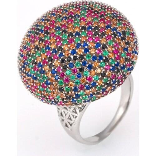 Bride Talk Luxury Trendy Women Ring Colorful Cubic Zirconia Super Big Wedding Rings Jewelry High Quality Christmas New Year Gift