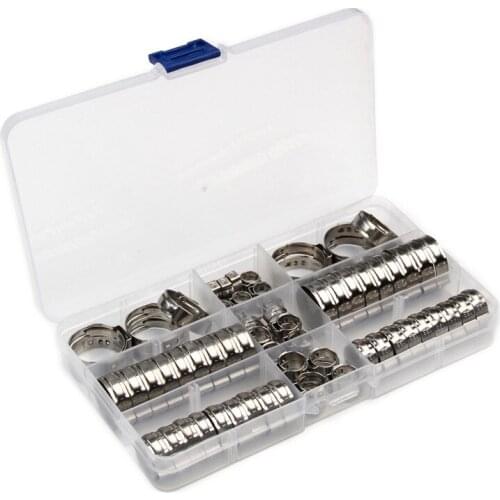 Hose Clamp Kit 304 Stainless Steel Worm Gear Hose Clamps Assortment Kit Fuel Line Clamp for Water Pipe Plumbing Automotive