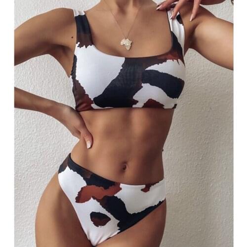 Sexy Bikini Mujer Women Two Pieces Brazilian Swimming Suit For Women Beach Swimwear Push Up Biquini 2020 New Cow Print Swimsuit