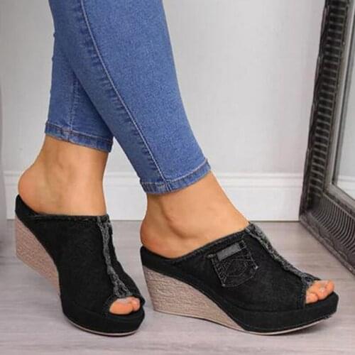 Summer Casual Sandals New womens Denim Fashion Fisherman Wedges With Footwear Platform Sandals