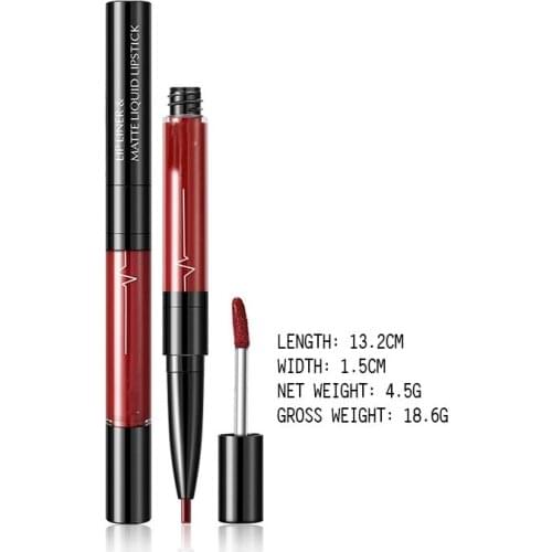 Velvet mist matte texture continues not easy to decolorize do not touch a cup of two-in-one two-headed lip gloss pen