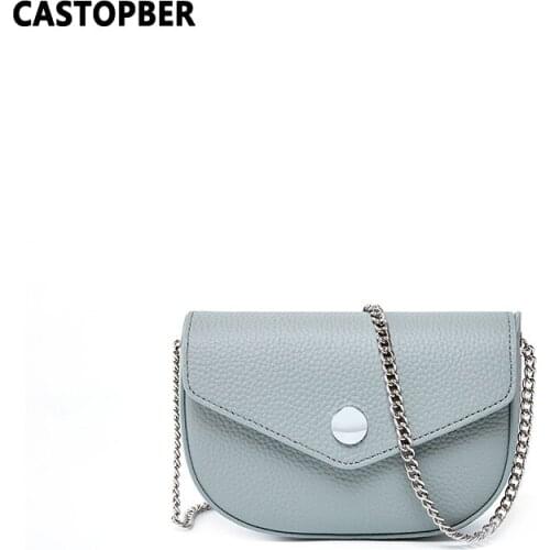Fashio Chain Small Candy Bag Cell Phone Purse Cow Genuine Leather Womens Messenger Crossbody Envelope Bags For Girls With Cover