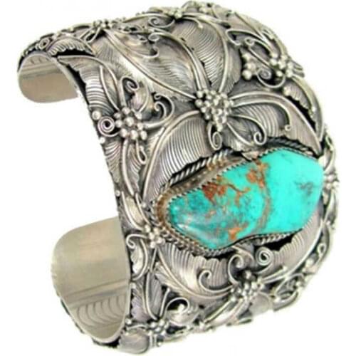 Fashion pop Indian open ring retro neutral Bracelet Tibetan Silver Color blue Butterfly Bracelet