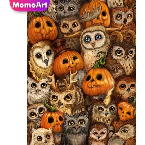 MomoArt DIY Diamond Embroidery Owl Picture Of Rhinestone Diamond Painting Animal Full Drill Square Mosaic Pumpkin Decor For Home