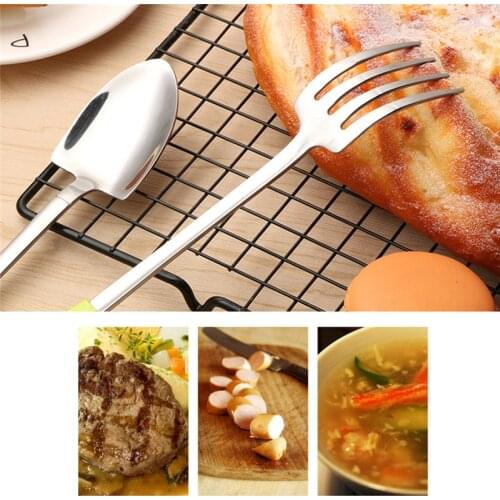 Cute Children Spoon Fork Set Baby Feeding Spoon Fork Stainless Steel Kids Eating Cutlery Baby Flatware Accessories