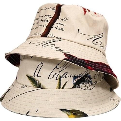 Unisex Harajuku Letter Print Bucket Hat Graffiti Women Men Fishing Fisherman Hat Summer Outdoor Panama Hip Hop Cap