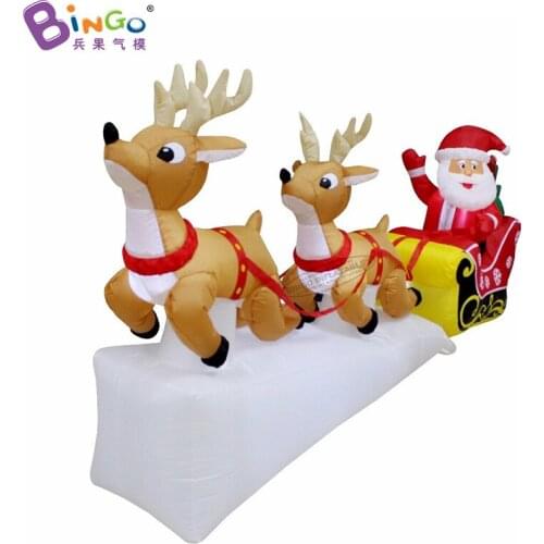 Personalized 7 meters long inflatable reindeer and Santa Claus with lighting / inflatable sleigh for Christmas decoration - toys