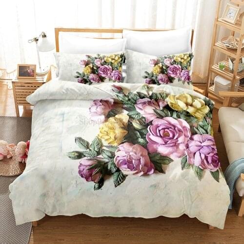 Simple Bedding Sets 3D Plant Flower Duvet Quilt Cover Set Comforter Bed Linen Pillowcase King Queen Full Double Home Texitle