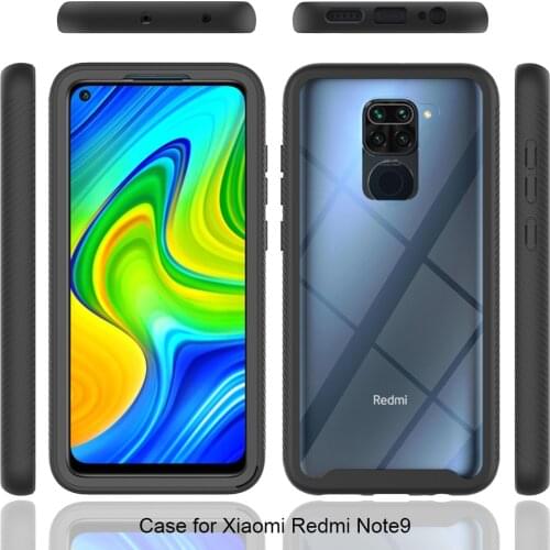 Shockproof 360 Dust proof Heavy Color Bumper Transparent Two in One Phone Case For Redmi Note 9 9S Pro Max Back Protection Cover