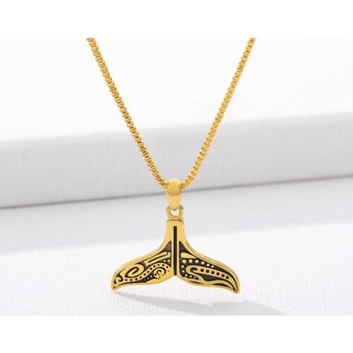 Retro Whale Tail Fish Charm Women Necklace Mermaid Tail gold Necklace Love Fish Necklaces Jewelry Women Jewelry Gifts For Her