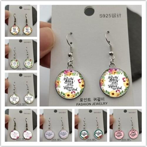 Handmade he called me a beautiful bible scripture glass earrings convex letter pattern glass dome beads jewellery DIY gift