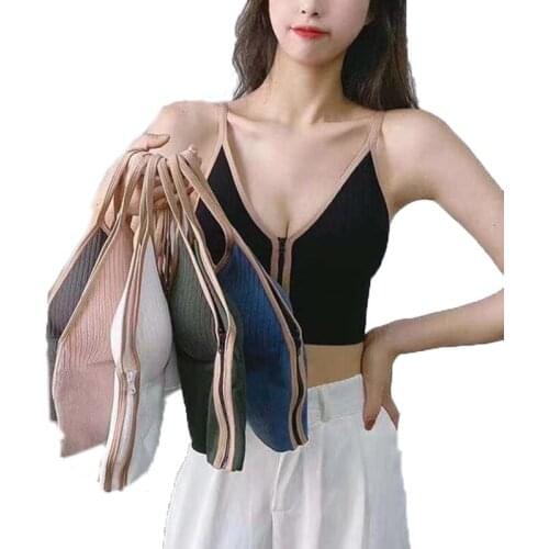 Off Shoulder Sleeveless Thin Shoulder Strap, V-Neck Sexy Sling,New Stripe Slim Spaghetti Strap Womens Short Vest, Built-In Bra