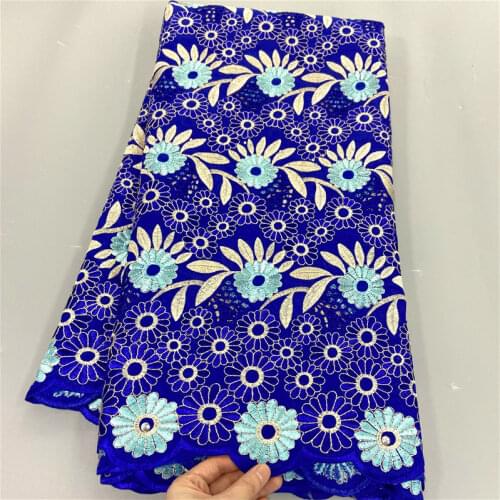 5 yard Swiss lace fabric latest heavy beaded embroidery African 100% cotton fabrics Swiss voile lace popular Dubai style 7L05213