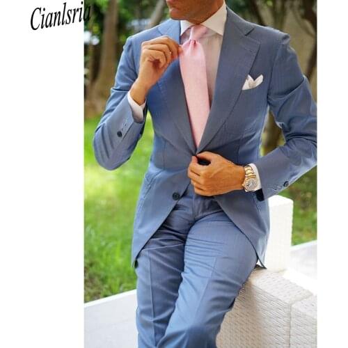 Dark Blue Man Business Blazers Men Suits Wedding Groom Tuxedos Notched Lapel Slim Fit Terno Masculino Costume Homme