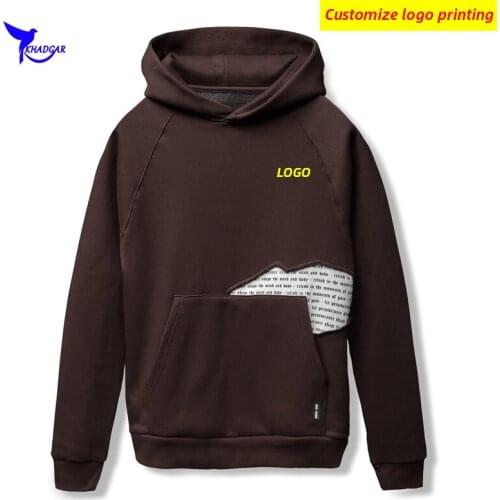 Custom LOGO Hooded Running Sweatshirt Men 2020 Autumn Fake Hole Patchwork Sports Hoodies Quick Dry Gym Fitness Jogging Jackets