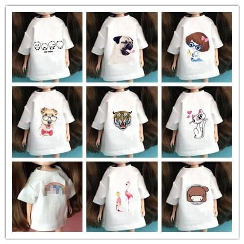1PCS 1/6 Pullip Doll Clothing Cartoon Hoodie for ob24 Azone Licca for Blyth T-shirt 30CM 1/6 Doll Accessories for barbie