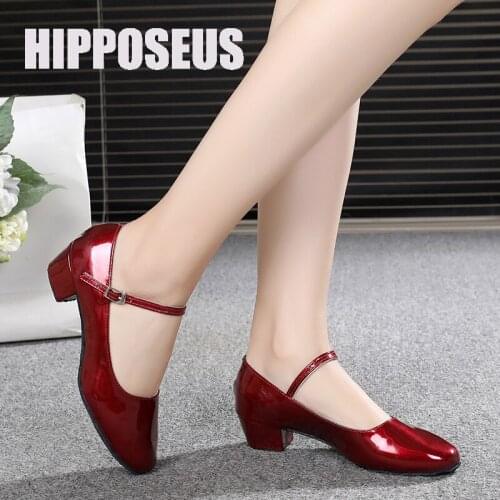 HIPPOSEUS Children Dance Shoes Women Latin Ballroom Girls Tango Modern Dance Shoes Ladies Soft Kids Princess Dance Shoes Red