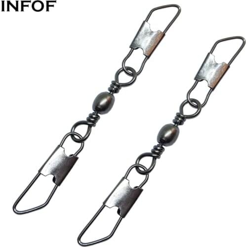 INFOF 200 pieces/lot Double Snap Swivels Barrel Swivels with Double Safety Snap Bass Carp Fishing Tackle pesca