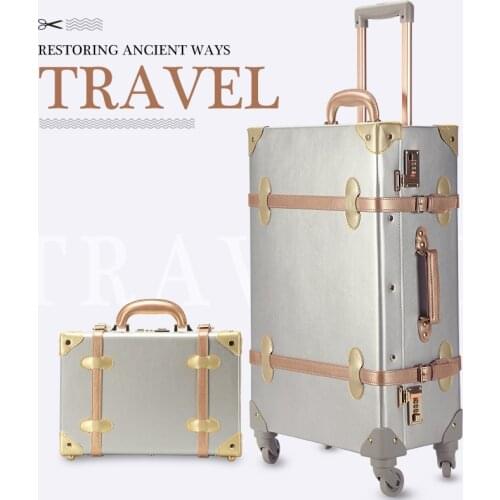 2021 New Women 2PCS/SET Vintag PU Travel Suitcase Luggage sets,13"20"22"24"26"inch Men Trolley Luggage handbag Carry On Wheels
