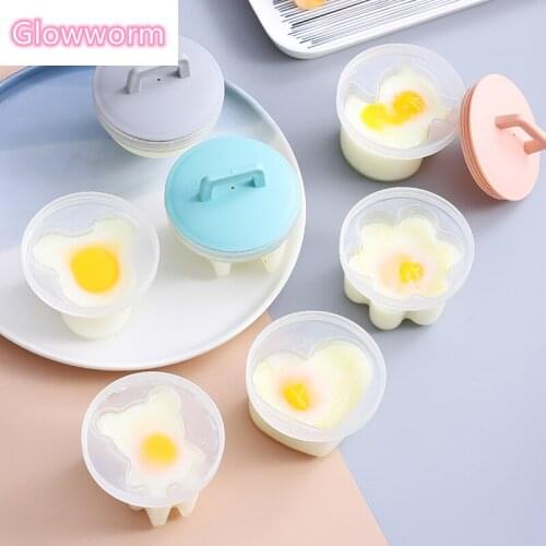 Glowworm 4 Pcs/Set Egg Boiler Poacher Plastic Egg Mold Form With Brush Kitchen Egg Cooking Tools For Kids Egg Pancake Maker