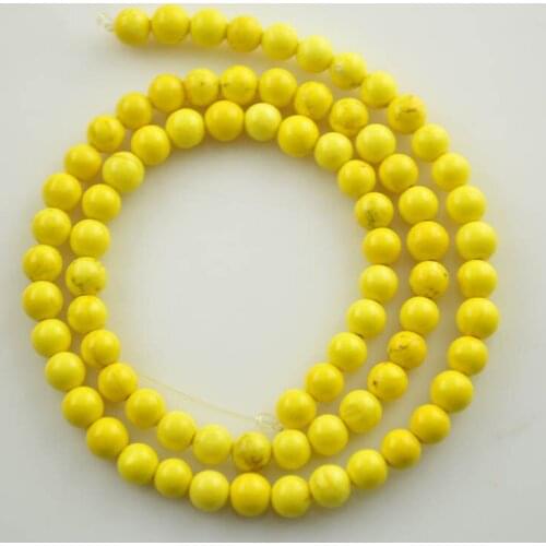 Yellow Color Dyed Howlite 6mm Howlite Round Beads For Jewelry Making Materials 5 Strands
