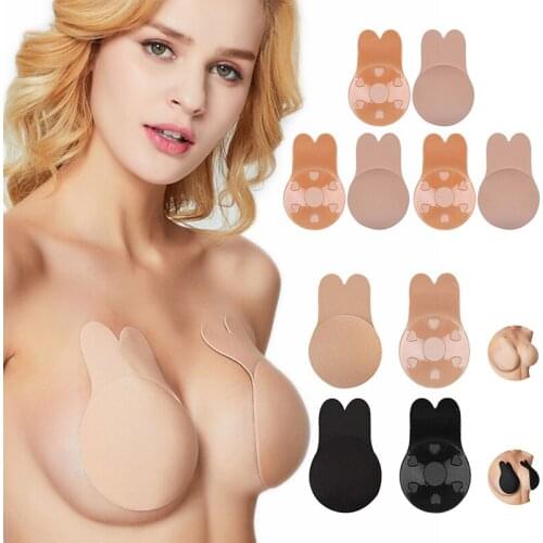 Kawaii Rabbit Bras For Women Strapless Bra Push Up Bralette Self Adhesive Bra Silicone Invisible Kissy Bra With Party Wedding